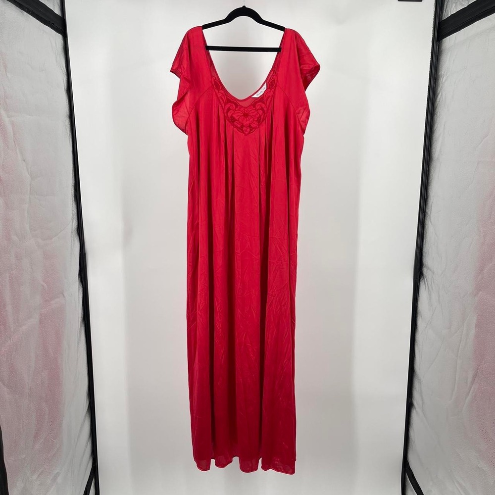 Vintage 70s Vanity Fair Nightgown Maxi Slip Dress Floral L Romantic Retro Vamp